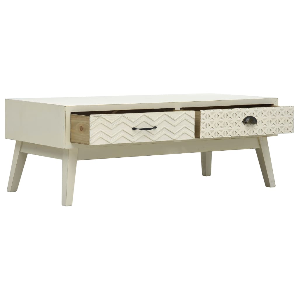 Table basse avec 2 tiroirs Gris sculpté 110x50x40 cm Bois Tables basses vidaXL   