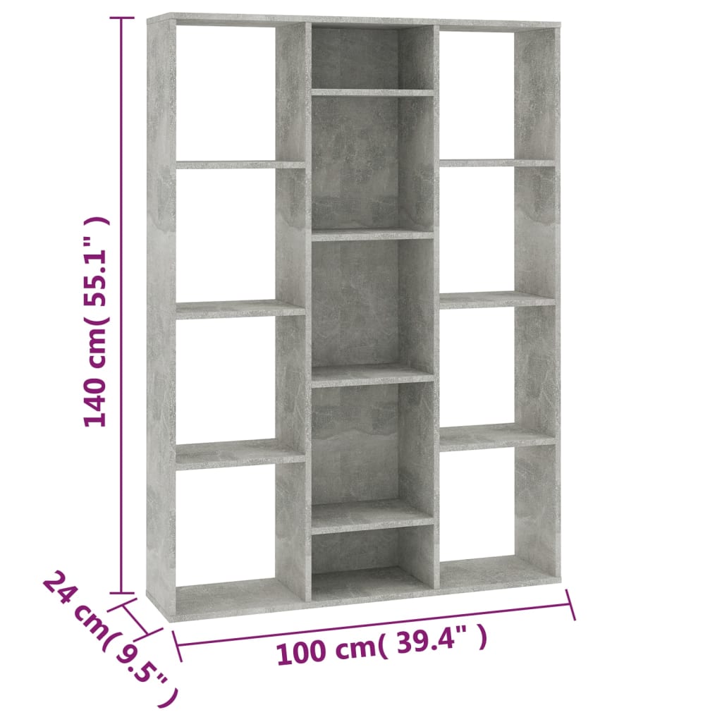 Cloison de séparation Gris béton 100x24x140 cm Aggloméré Séparateurs de pièces vidaXL   