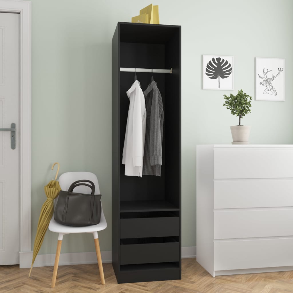 Garde-robe avec tiroirs Noir 50x50x200 cm Aggloméré Armoires vidaXL   