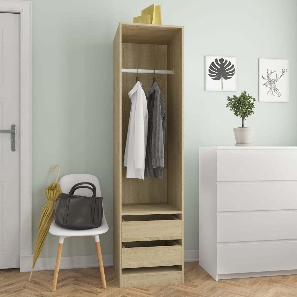 Garde-robe avec tiroirs Chêne sonoma 50x50x200 cm Aggloméré Armoires vidaXL   