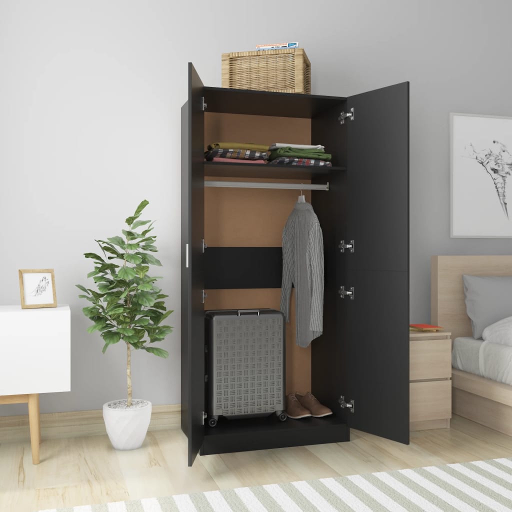 Garde-robe Noir 80x52x180 cm Aggloméré Armoires vidaXL   