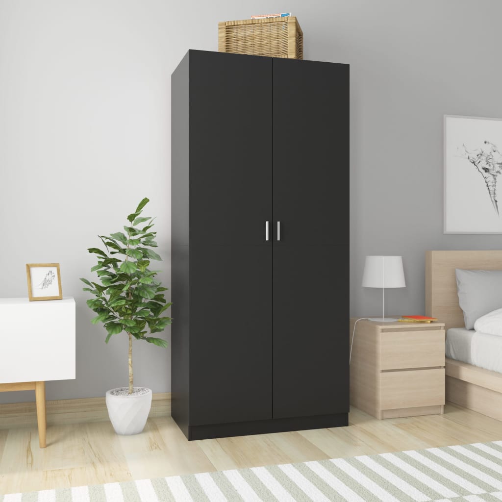 Garde-robe Noir 90x52x200 cm Aggloméré Armoires vidaXL   