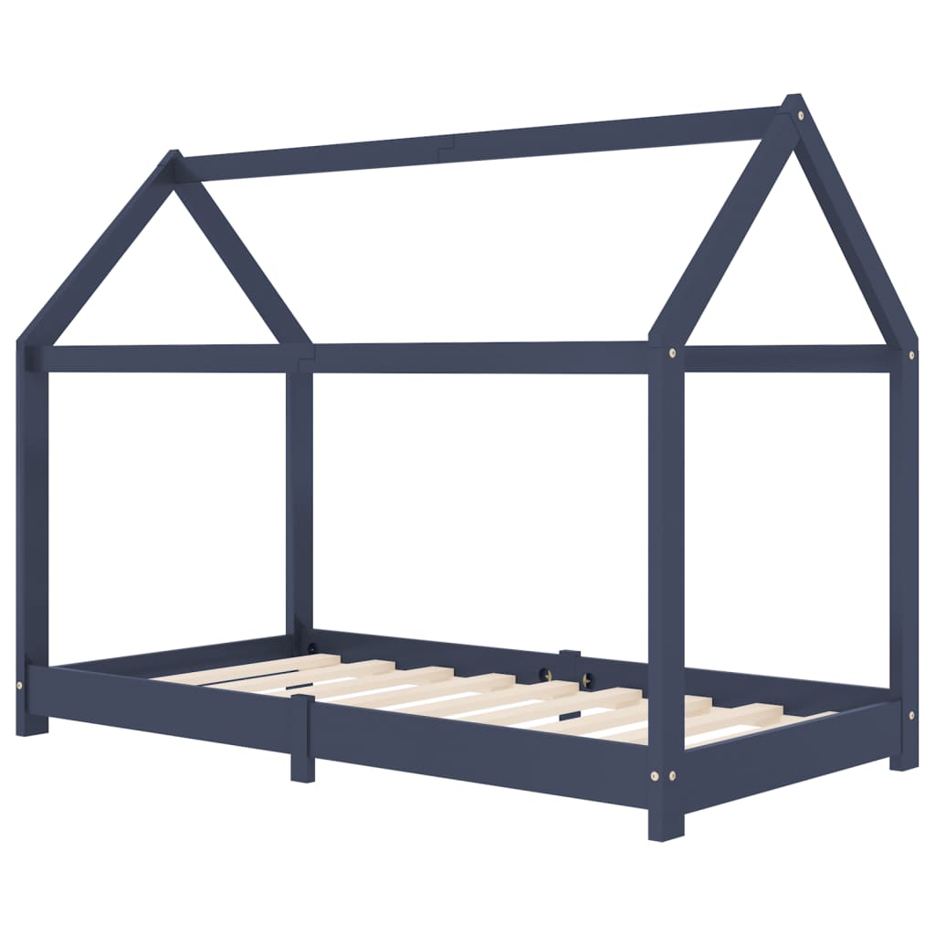 Cadre de lit d'enfant Gris Bois de pin massif 80x160 cm Lits bébés et enfants vidaXL   