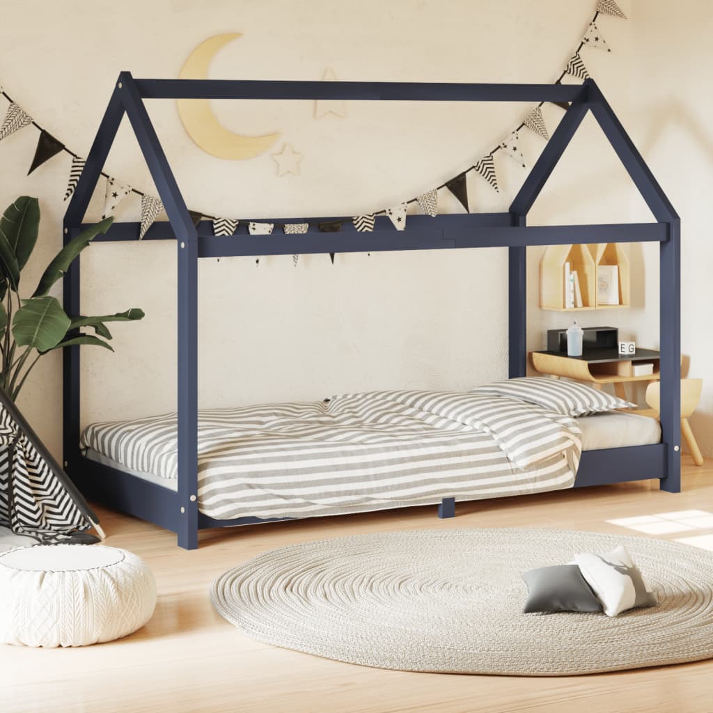 Cadre de lit d'enfant Gris Bois de pin massif 80x160 cm Lits bébés et enfants vidaXL   
