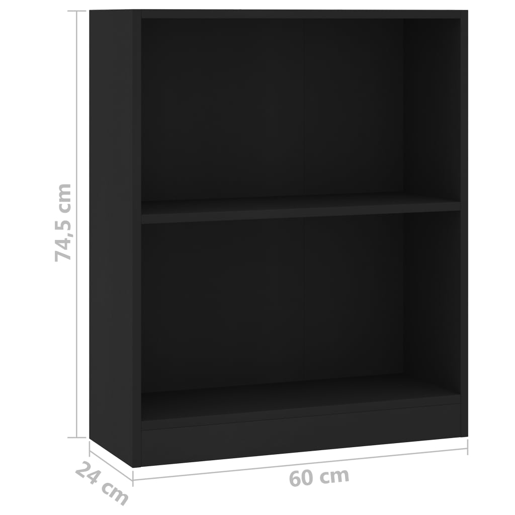 Bibliothèque Noir 60x24x74,5 cm Bois d'ingénierie Bibliothèques vidaXL   