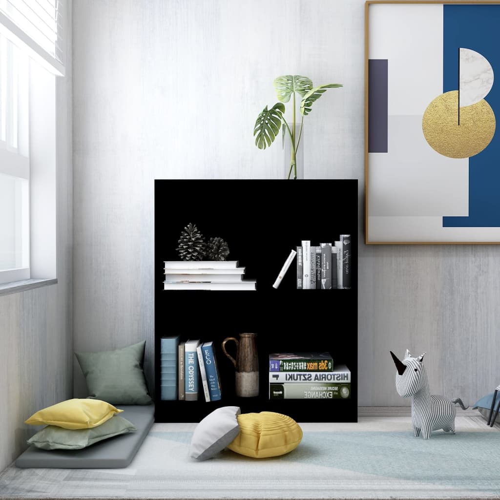 Bibliothèque Noir 60x24x74,5 cm Bois d'ingénierie Bibliothèques vidaXL   