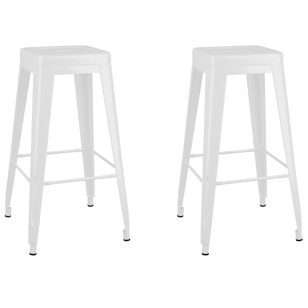 Tabourets de bar empilables lot de 2 blanc Métal Tabourets de bar vidaXL   