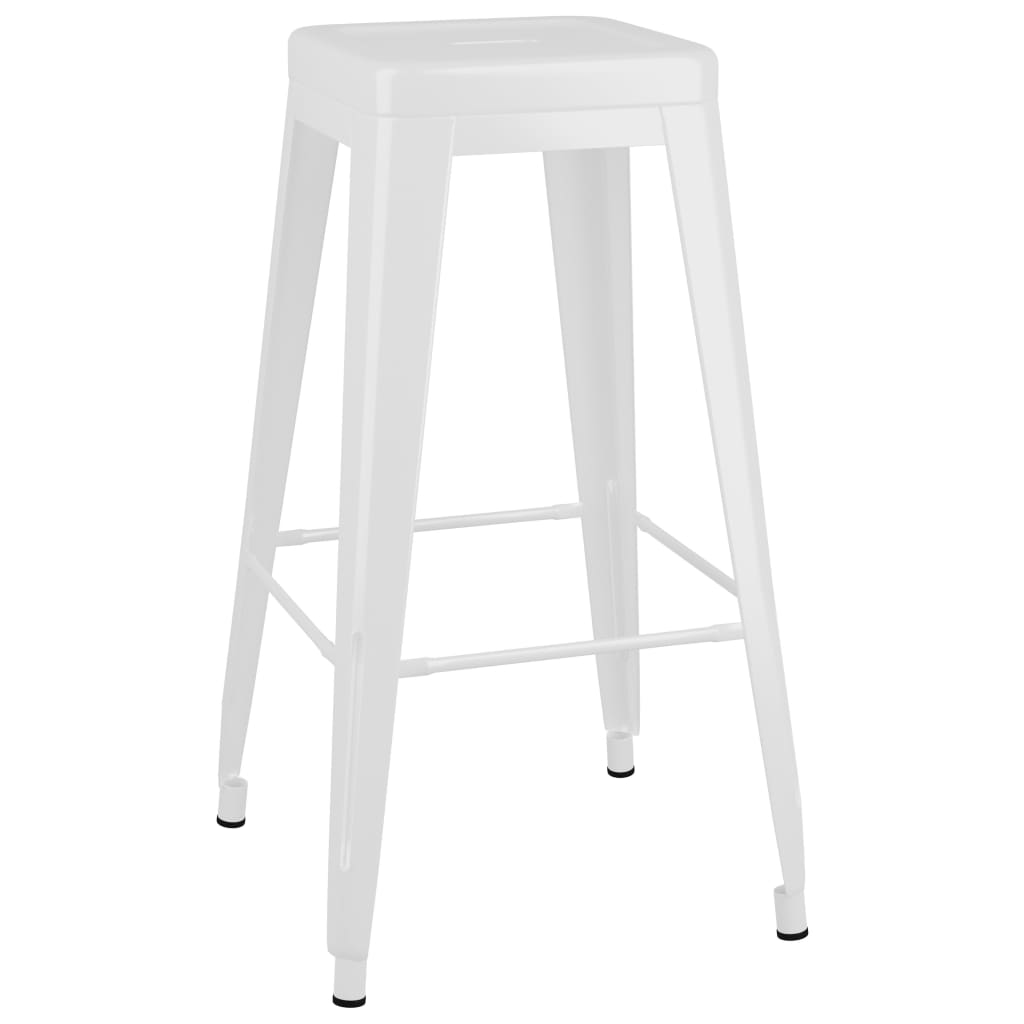 Tabourets de bar empilables lot de 2 blanc Métal Tabourets de bar vidaXL   
