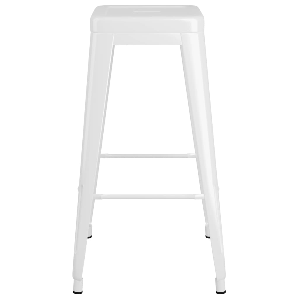 Tabourets de bar empilables lot de 2 blanc Métal Tabourets de bar vidaXL   