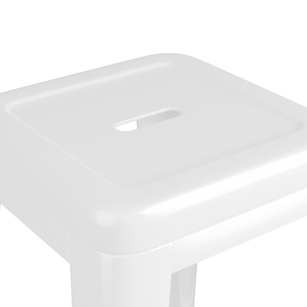 Tabourets de bar empilables lot de 2 blanc Métal Tabourets de bar vidaXL   