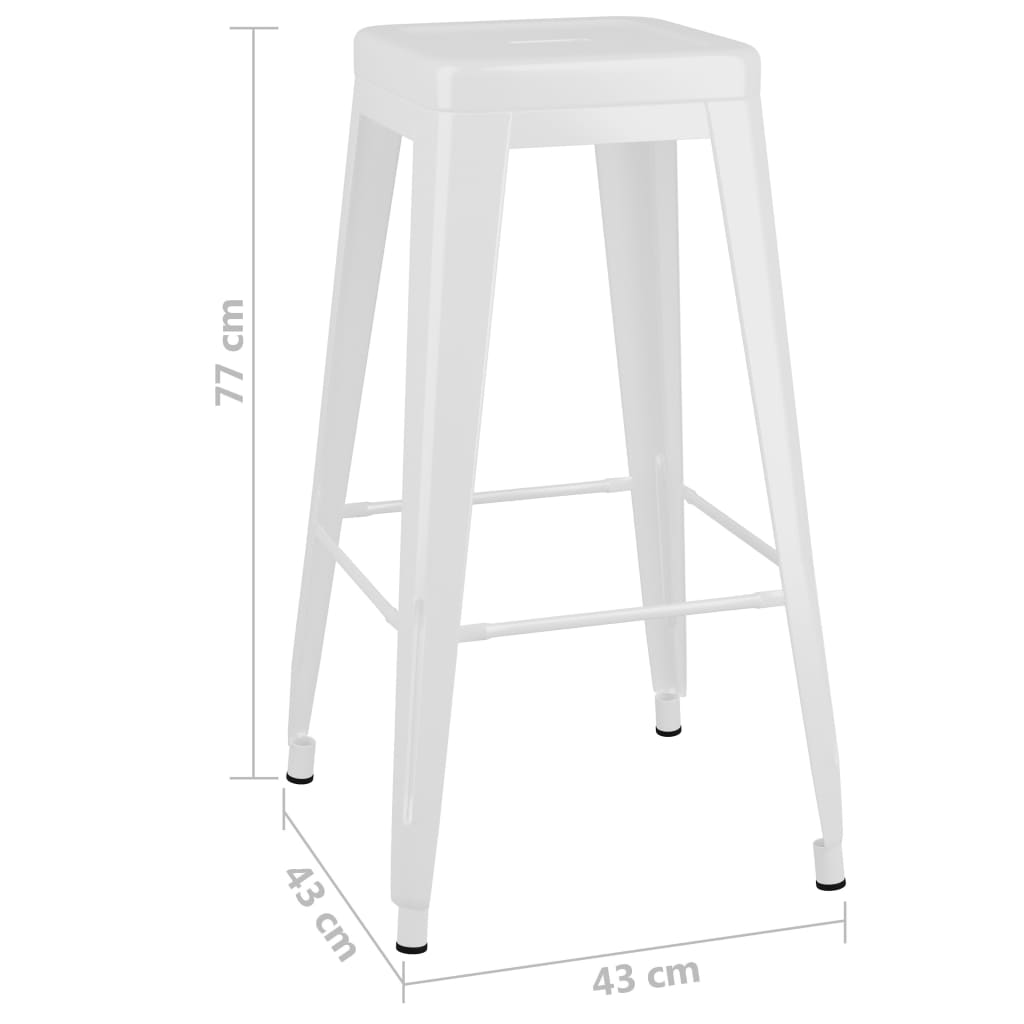 Tabourets de bar empilables lot de 2 blanc Métal Tabourets de bar vidaXL   