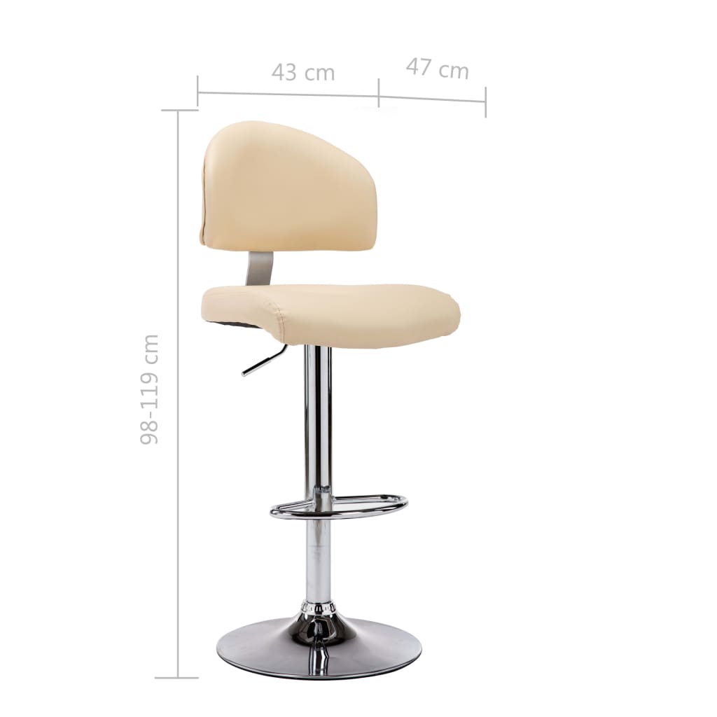 Tabourets de bar lot de 2 crème similicuir Tabourets de bar vidaXL   