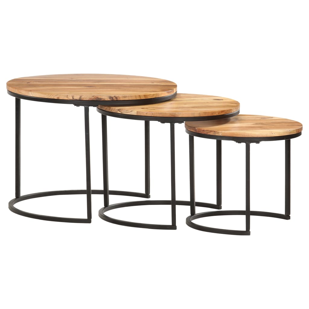 Tables gigognes 3 pcs Bois d'acacia massif Tables basses vidaXL   
