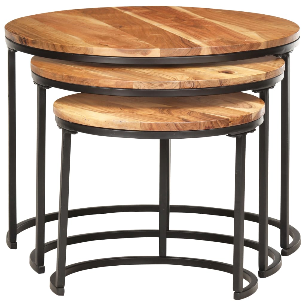 Tables gigognes 3 pcs Bois d'acacia massif Tables basses vidaXL   