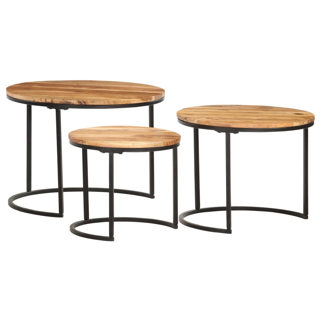 Tables gigognes 3 pcs Bois d'acacia massif Tables basses vidaXL   