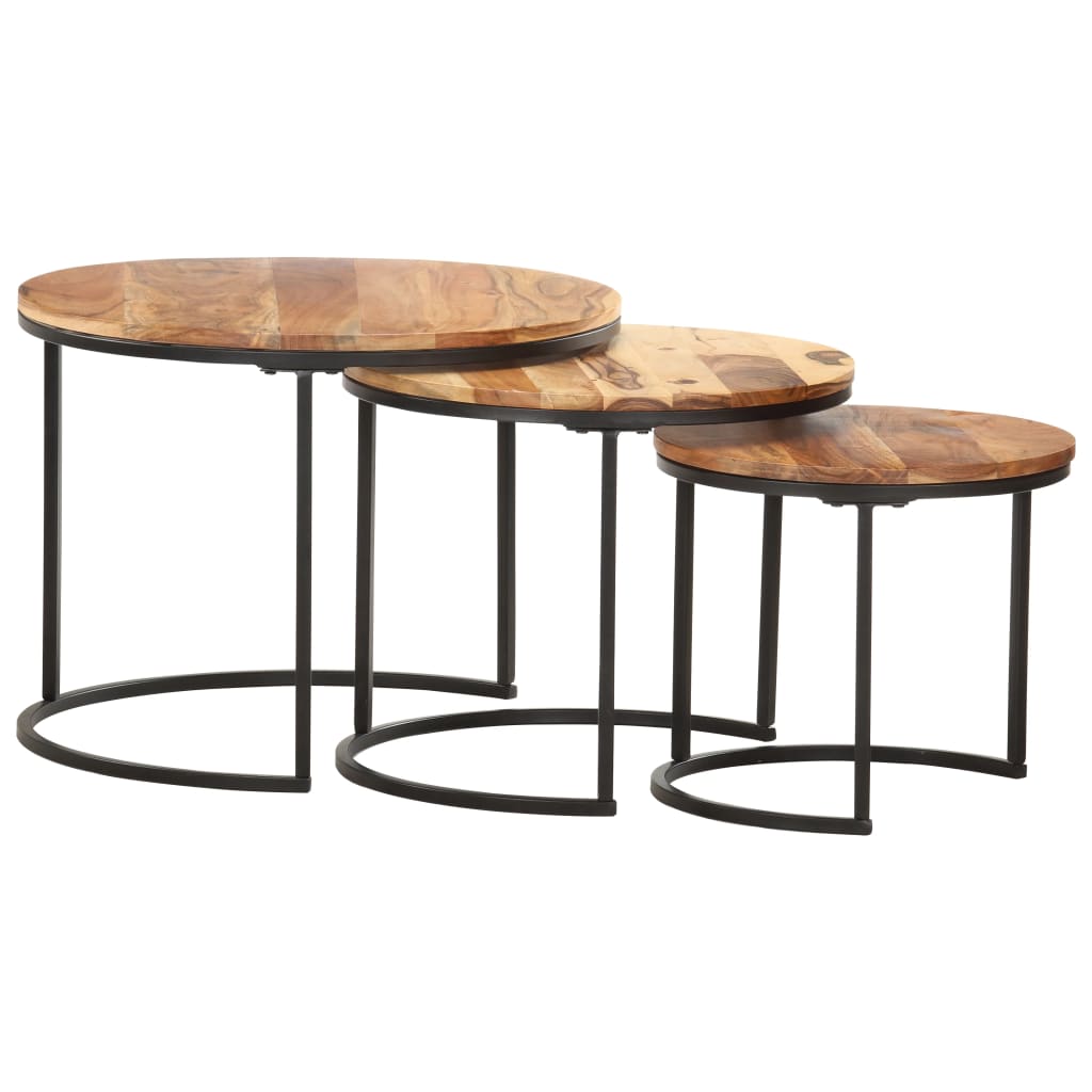 Tables gigognes 3 pcs Bois d'acacia massif Tables basses vidaXL   