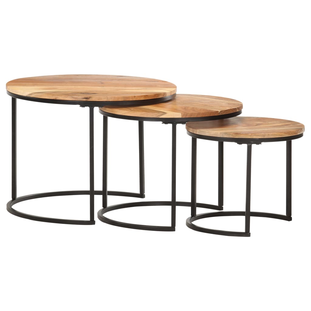 Tables gigognes 3 pcs Bois d'acacia massif Tables basses vidaXL   