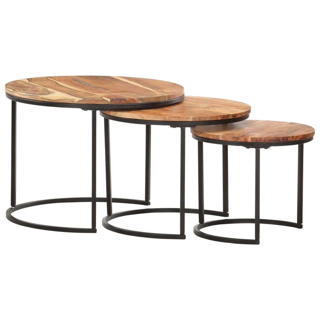 Tables gigognes 3 pcs Bois d'acacia massif Tables basses vidaXL   