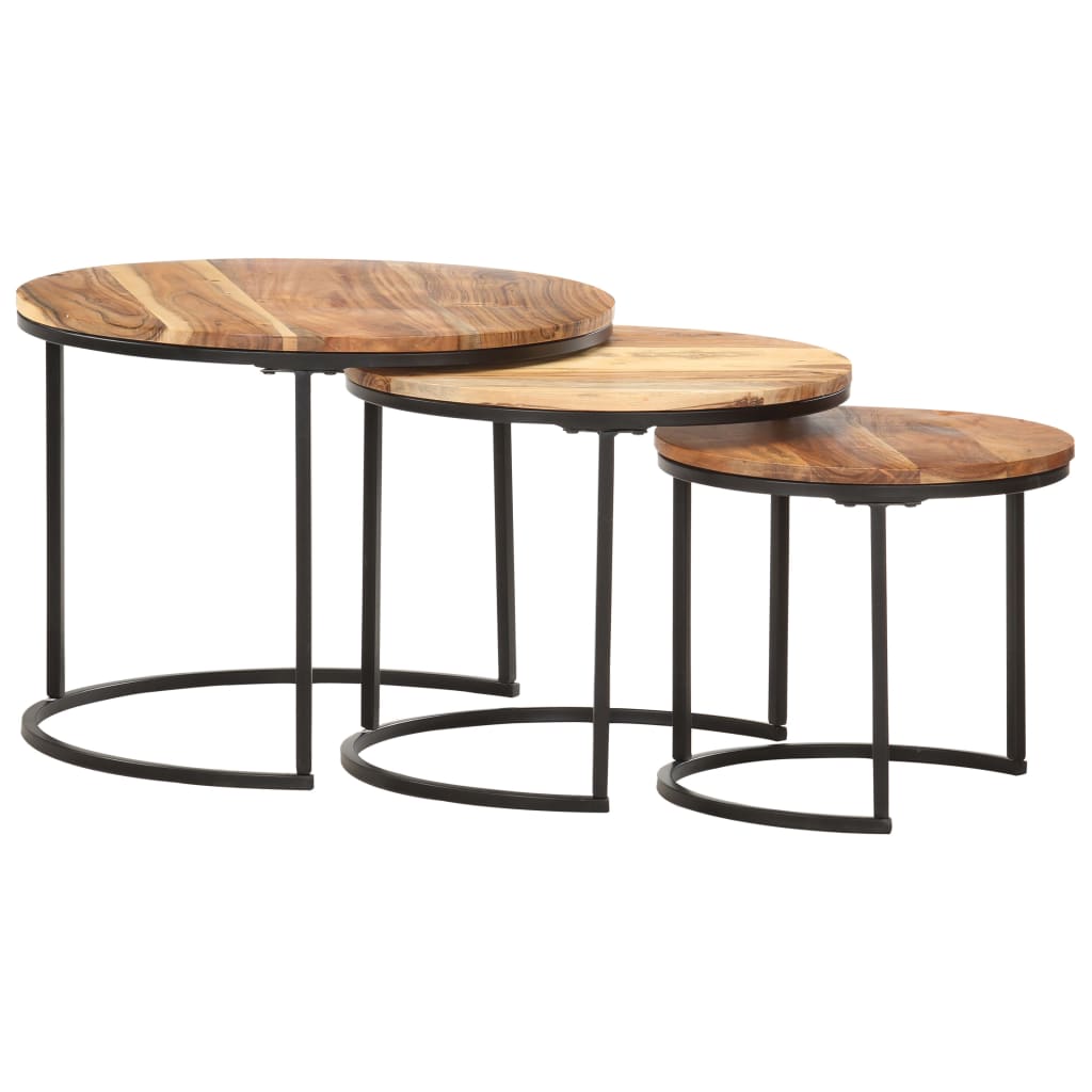 Tables gigognes 3 pcs Bois d'acacia massif Tables basses vidaXL   