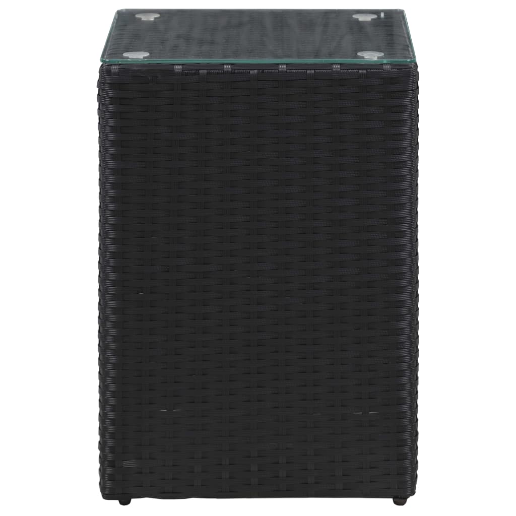 Tables d'appoint 3 pcs et dessus en verre Noir Résine tressée Tables d'appoint vidaXL   