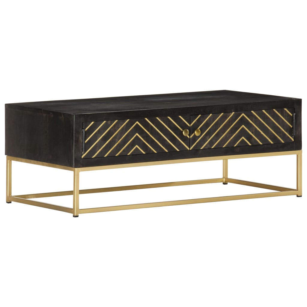 Table basse Noir et doré 90x50x35 cm Bois solide de manguier Tables basses vidaXL   
