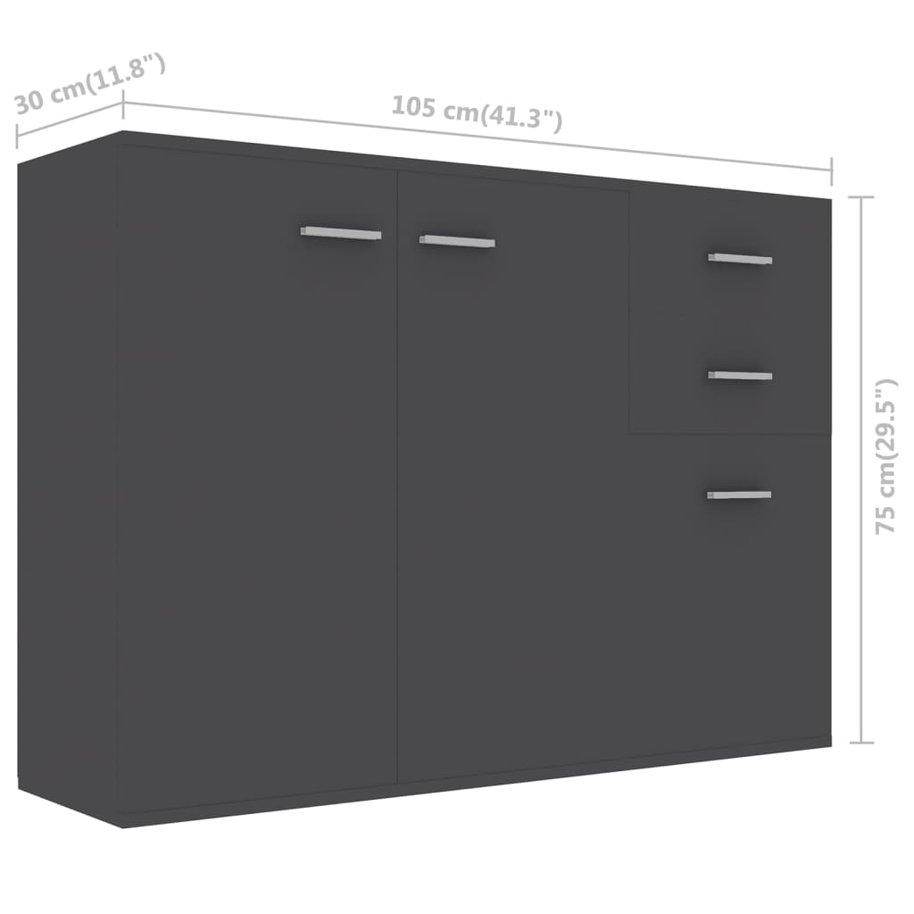 Buffet Gris 105x30x75 cm Aggloméré Buffets & bahuts vidaXL   