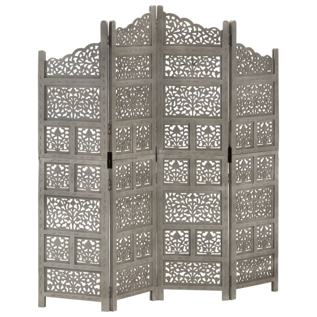 Cloison de séparation 4 panneaux Gris 160x165 cm Bois manguier Séparateurs de pièces vidaXL   