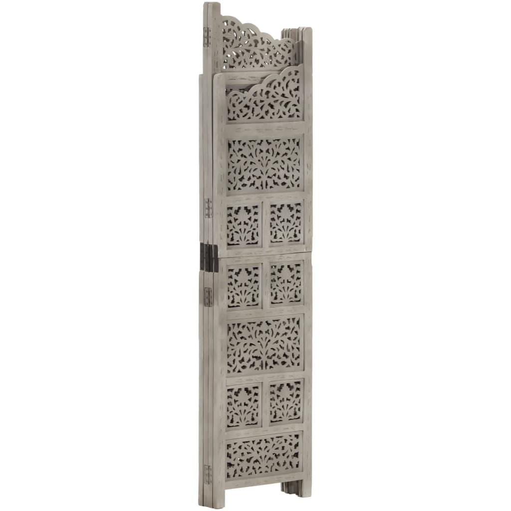 Cloison de séparation 4 panneaux Gris 160x165 cm Bois manguier Séparateurs de pièces vidaXL   