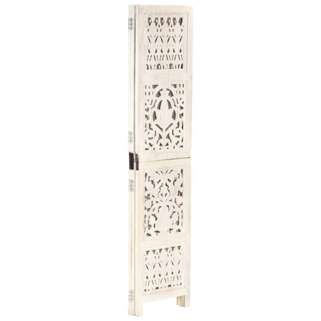 Cloison de séparation 3 panneaux Blanc 120x165 cm Bois manguier Séparateurs de pièces vidaXL   