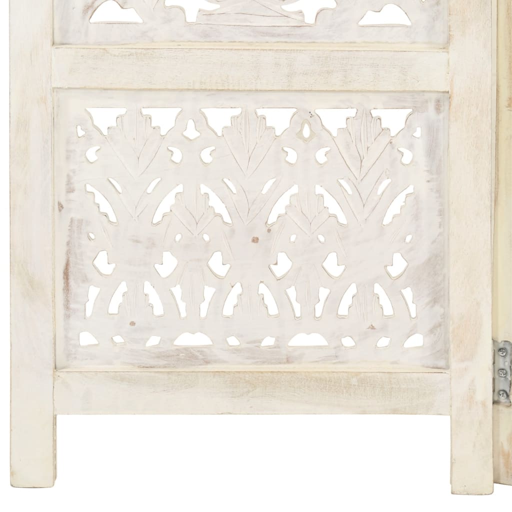 Cloison de séparation 3 panneaux Blanc 120x165 cm Bois manguier Séparateurs de pièces vidaXL   