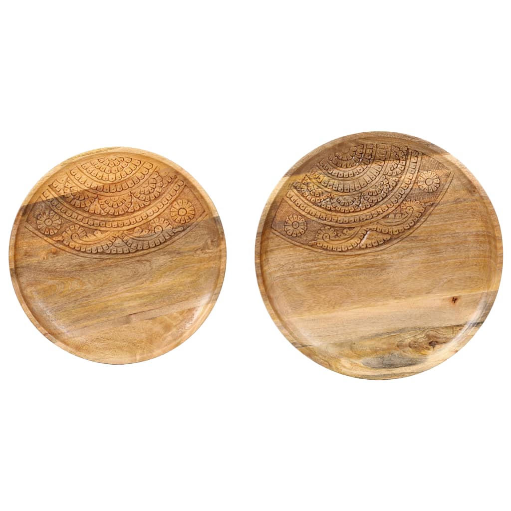 Tables d'appoint rondes 2 pcs Bois de manguier solide et acier Tables d'appoint vidaXL   