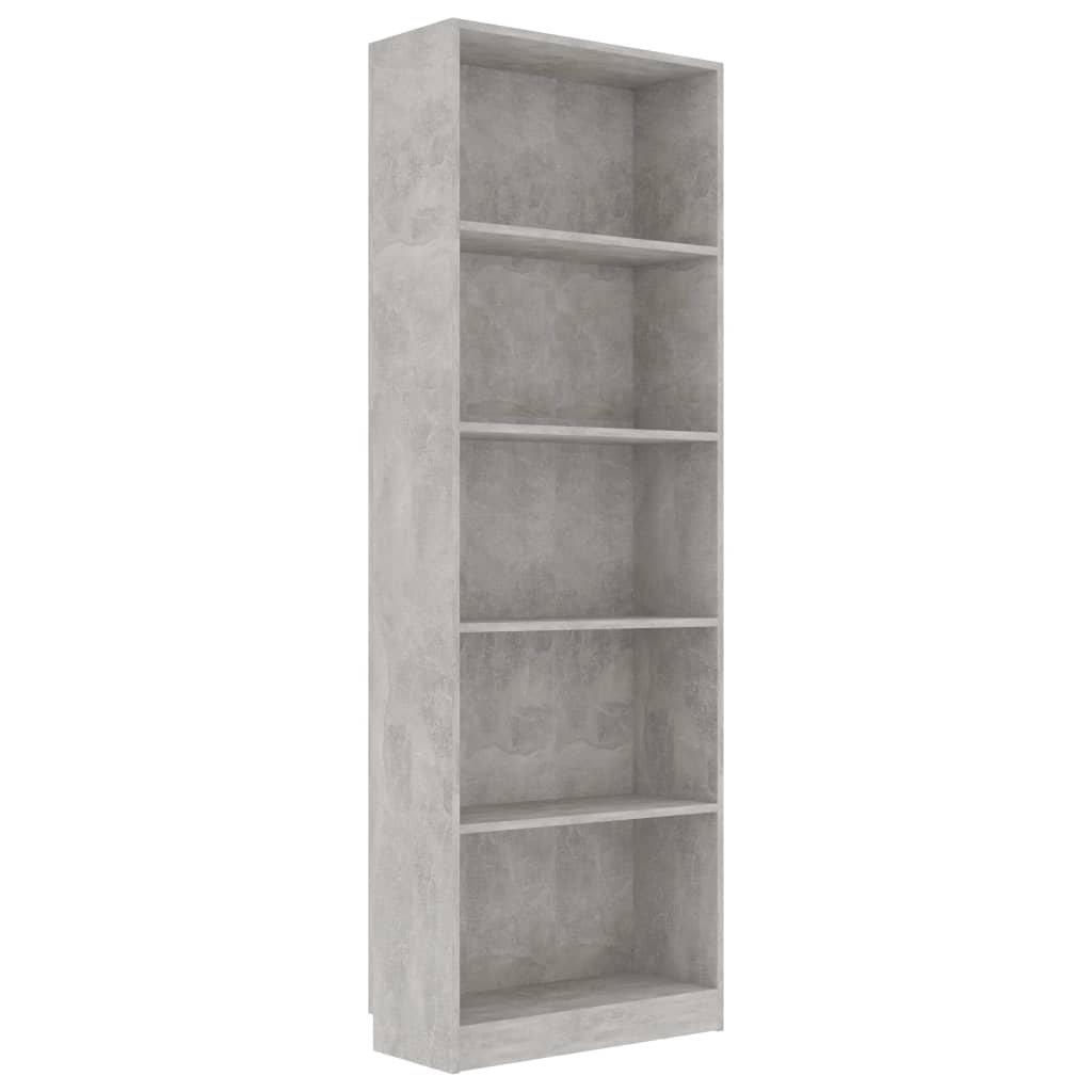 Bibliothèque à 5 niveaux Gris béton 60x24x175 cm Aggloméré Bibliothèques vidaXL   