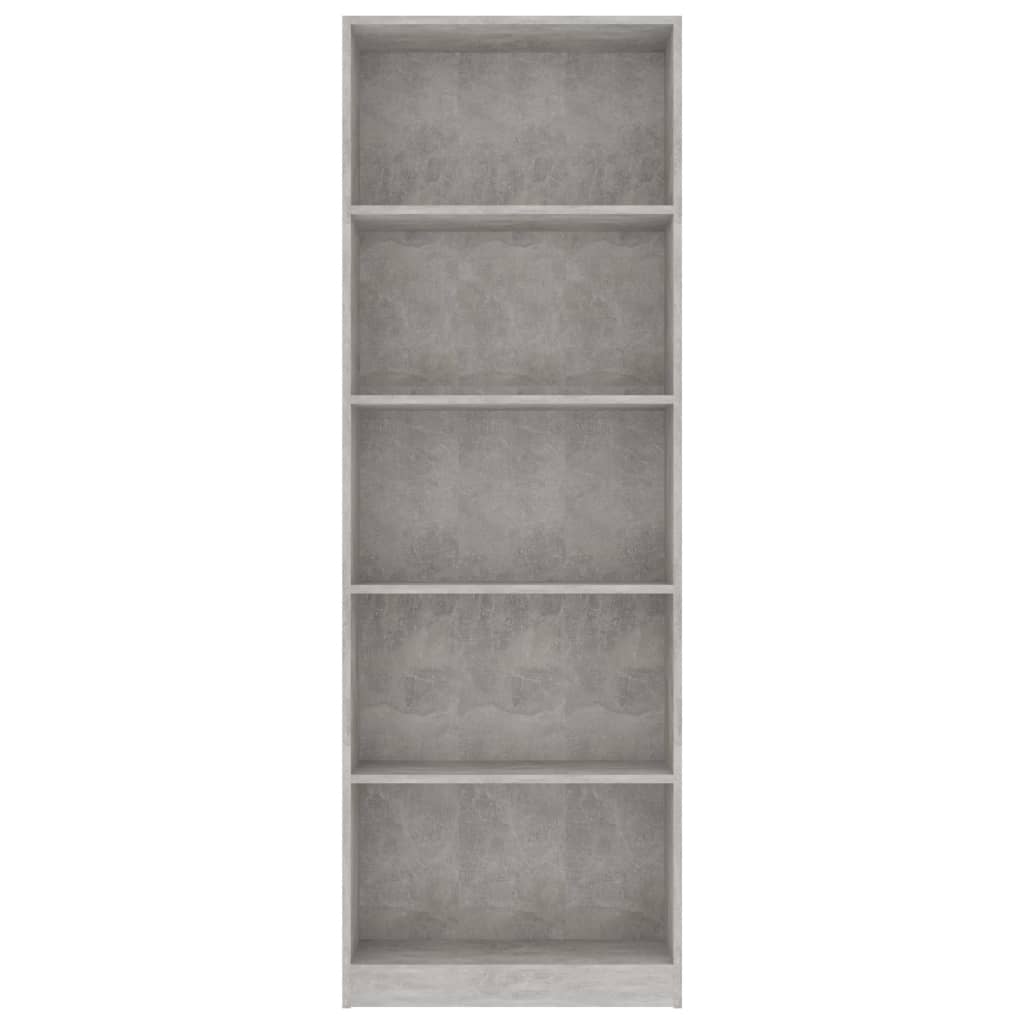 Bibliothèque à 5 niveaux Gris béton 60x24x175 cm Aggloméré Bibliothèques vidaXL   