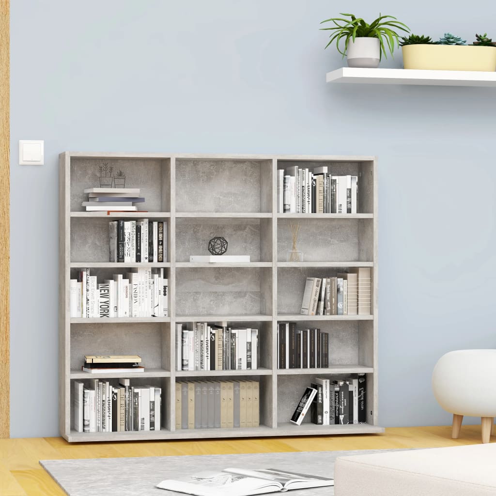Armoire à CD Gris béton 102x23x89,5 cm Aggloméré Fixations & meubles de rangement multimédia vidaXL   