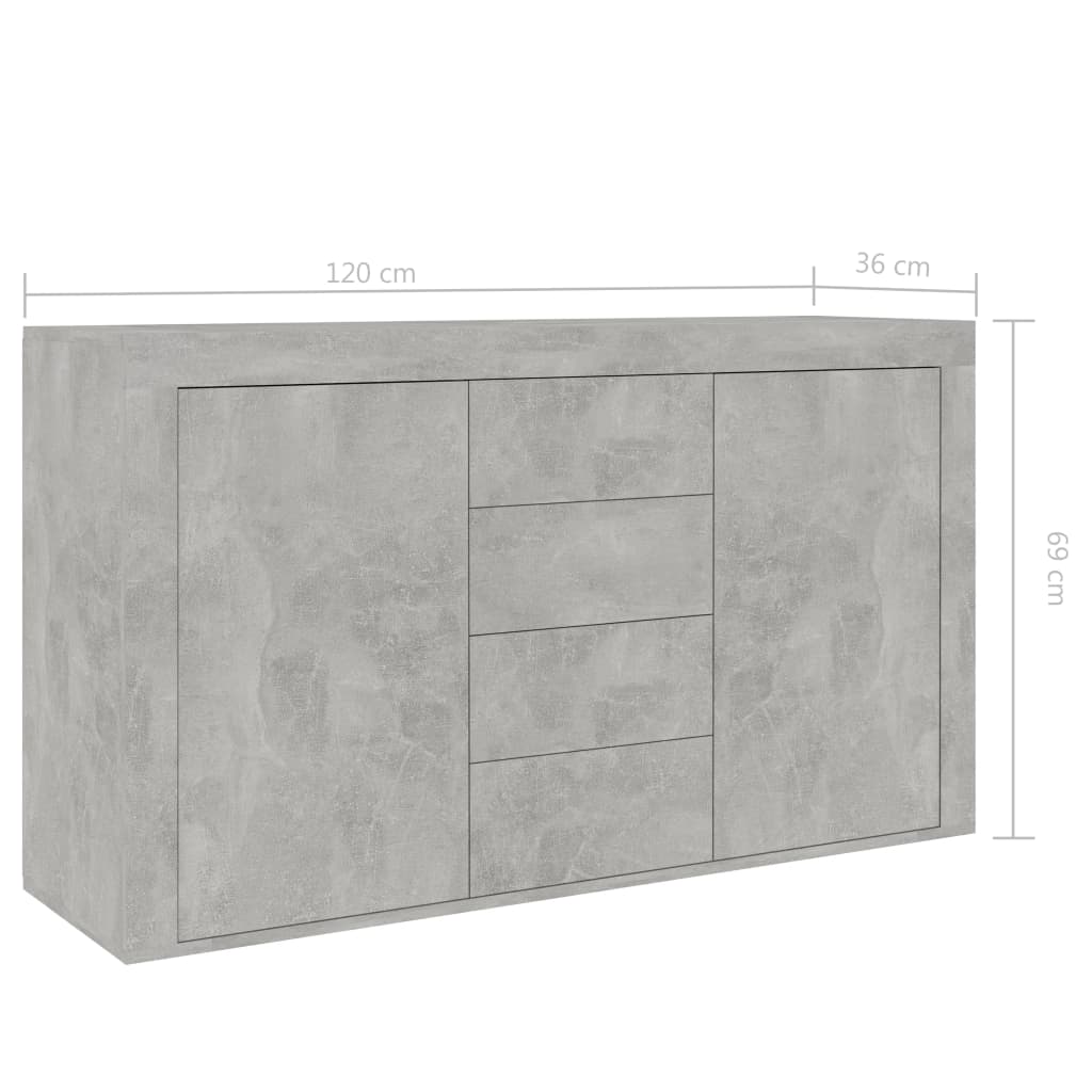 Buffet Gris béton 120x36x69 cm Aggloméré Buffets & bahuts vidaXL   