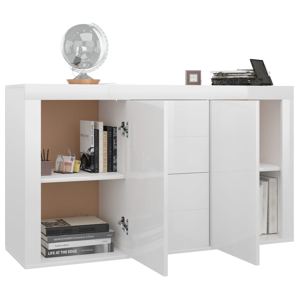 Buffet Blanc brillant 120x36x69 cm Aggloméré Buffets & bahuts vidaXL   