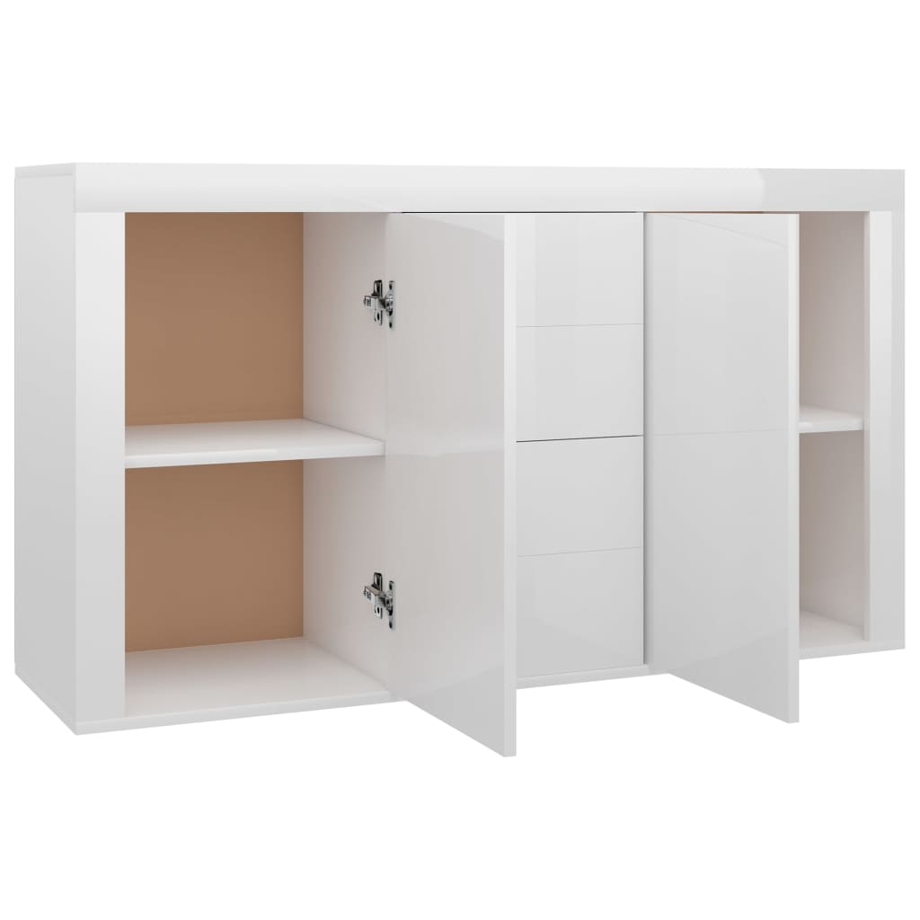 Buffet Blanc brillant 120x36x69 cm Aggloméré Buffets & bahuts vidaXL   