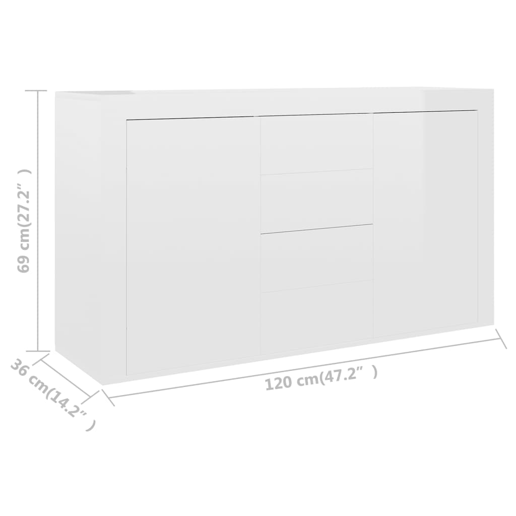 Buffet Blanc brillant 120x36x69 cm Aggloméré Buffets & bahuts vidaXL   