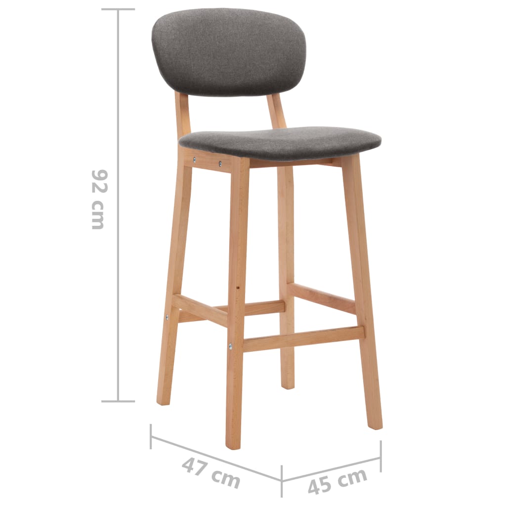 Tabourets de bar lot de 2 gris clair tissu Tabourets de bar vidaXL   