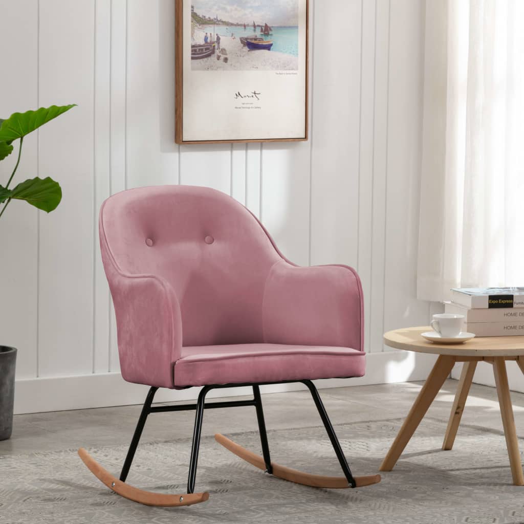 Chaise à bascule Rose Velours Fauteuils à bascule vidaXL   