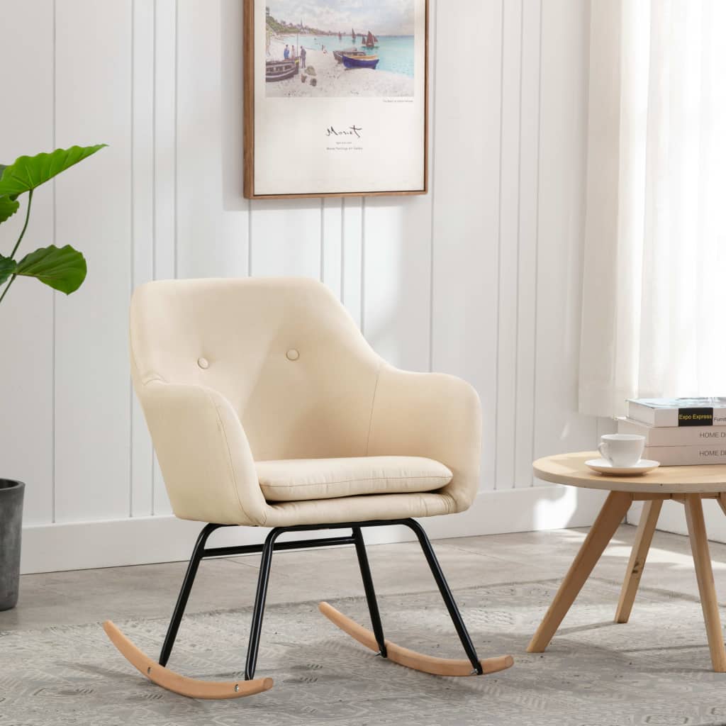 Chaise à bascule Crème Tissu Fauteuils à bascule vidaXL   