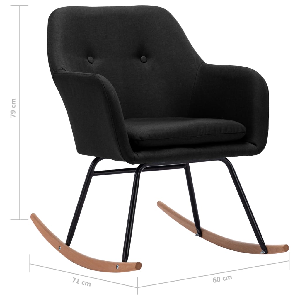 Chaise à bascule Noir Tissu Fauteuils à bascule vidaXL   