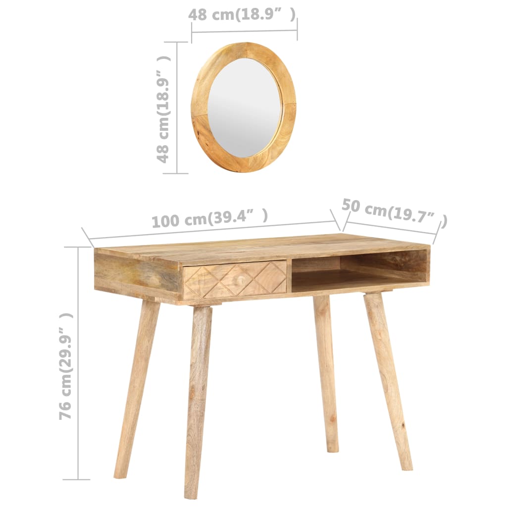 Coiffeuse 100x50x76 cm Bois de manguier solide Coiffeuses vidaXL   