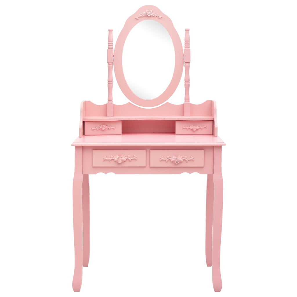 Ensemble de coiffeuse avec tabouret Rose 75x69x140 cm Paulownia Coiffeuses vidaXL   