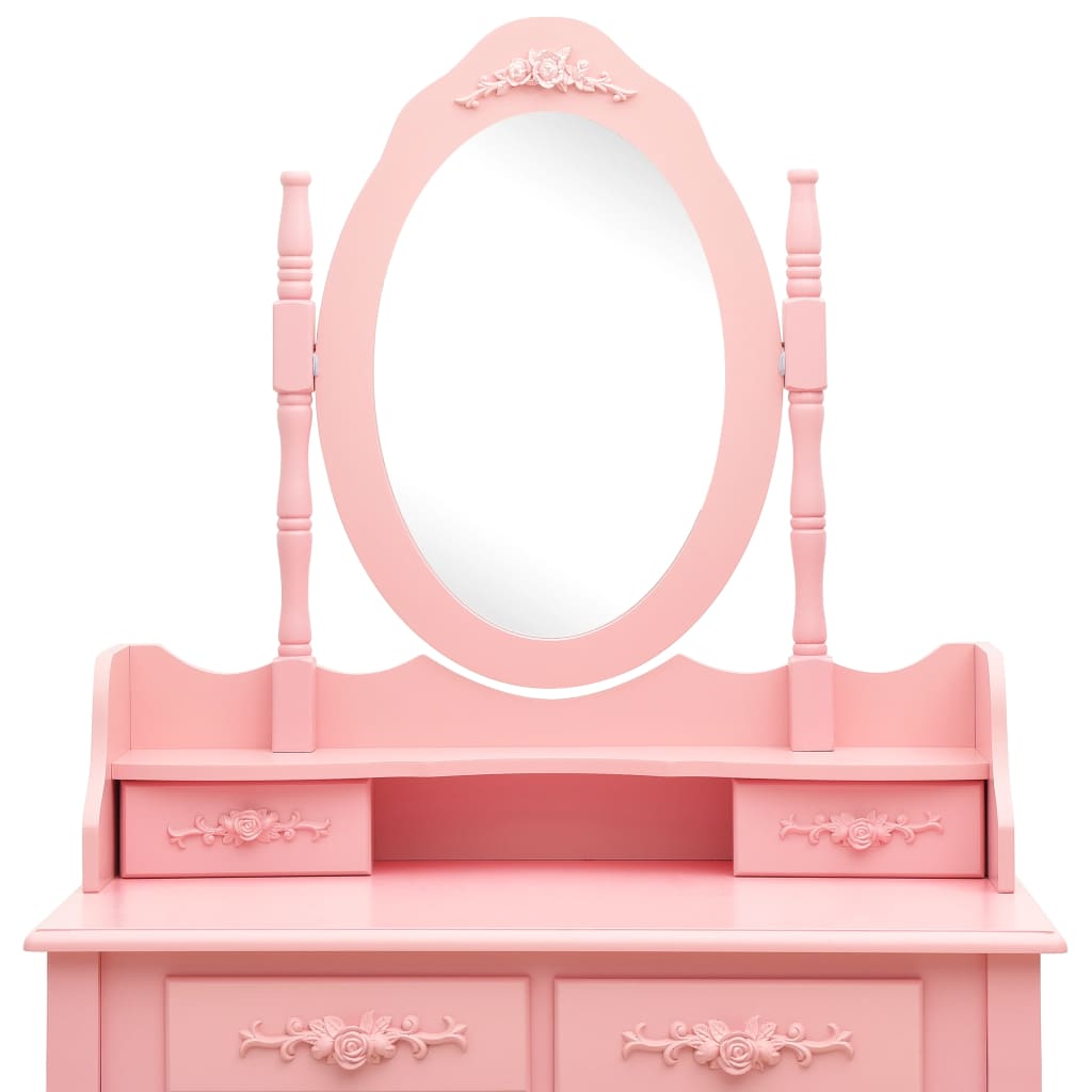 Ensemble de coiffeuse avec tabouret Rose 75x69x140 cm Paulownia Coiffeuses vidaXL   