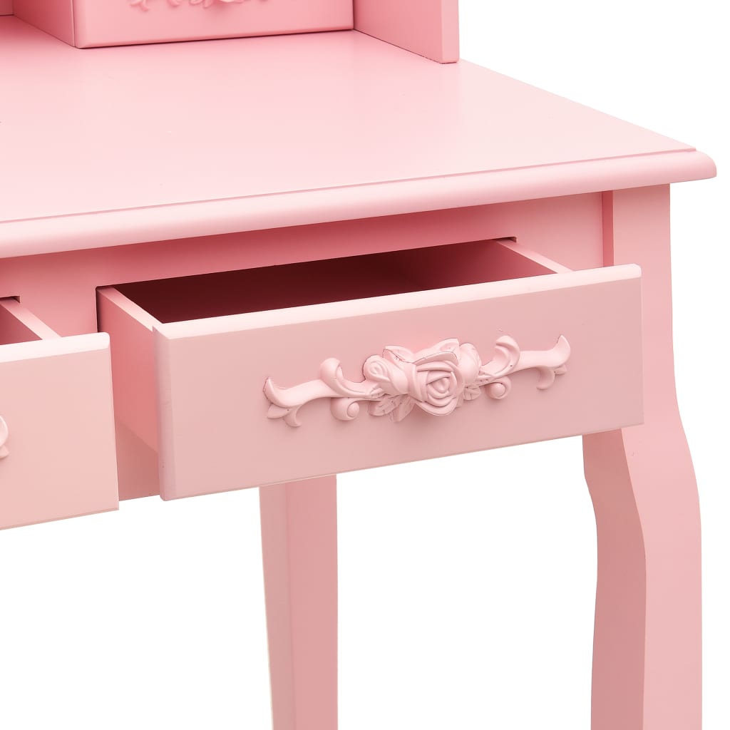 Ensemble de coiffeuse avec tabouret Rose 75x69x140 cm Paulownia Coiffeuses vidaXL   