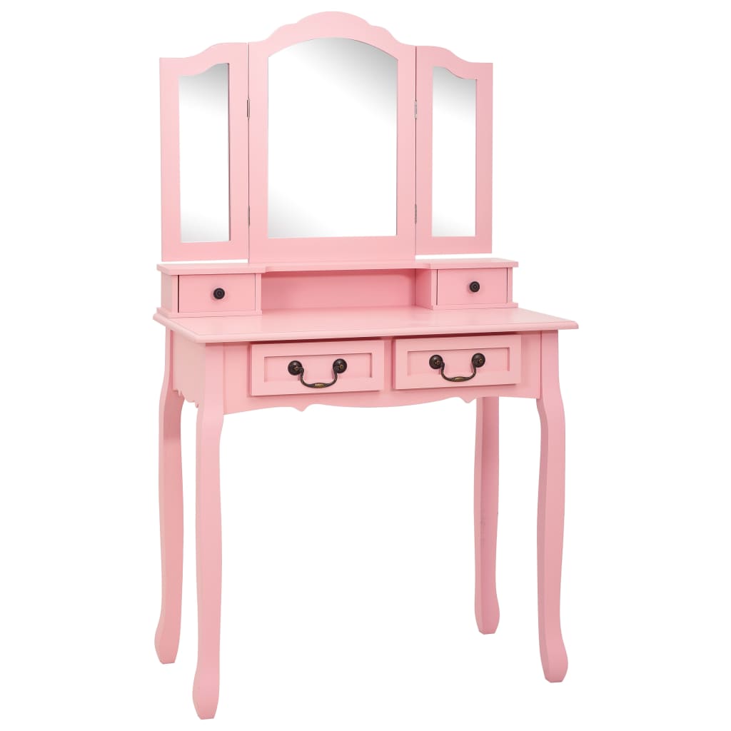 Ensemble de coiffeuse avec tabouret Rose 80x69x141 cm Paulownia Coiffeuses vidaXL   