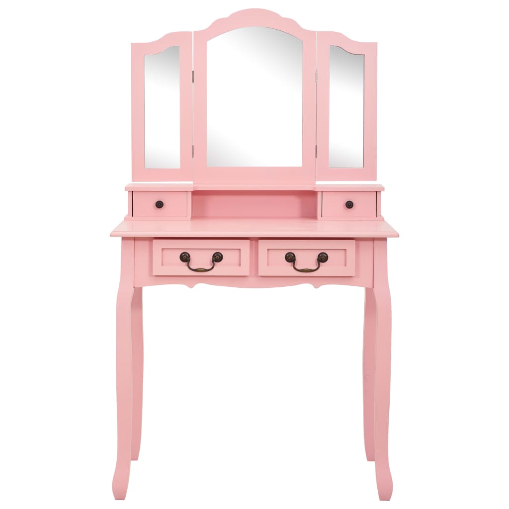 Ensemble de coiffeuse avec tabouret Rose 80x69x141 cm Paulownia Coiffeuses vidaXL   