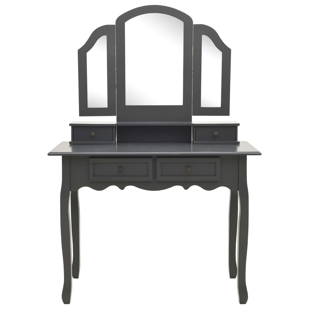 Ensemble de coiffeuse avec tabouret Gris 100x40x146cm Paulownia Coiffeuses vidaXL   