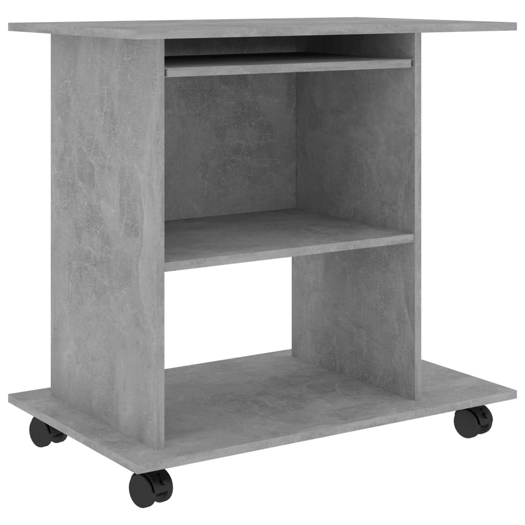 Bureau d'ordinateur Gris béton 80x50x75 cm Aggloméré Bureaux vidaXL   